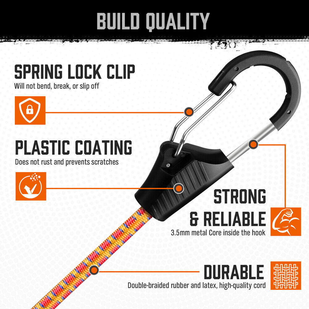 HORUSDY 28Pcs Outdoor Bungee Cord Set - Heavy-Duty Latex and Polyester, Multi-Length Cords with Secure Hooks