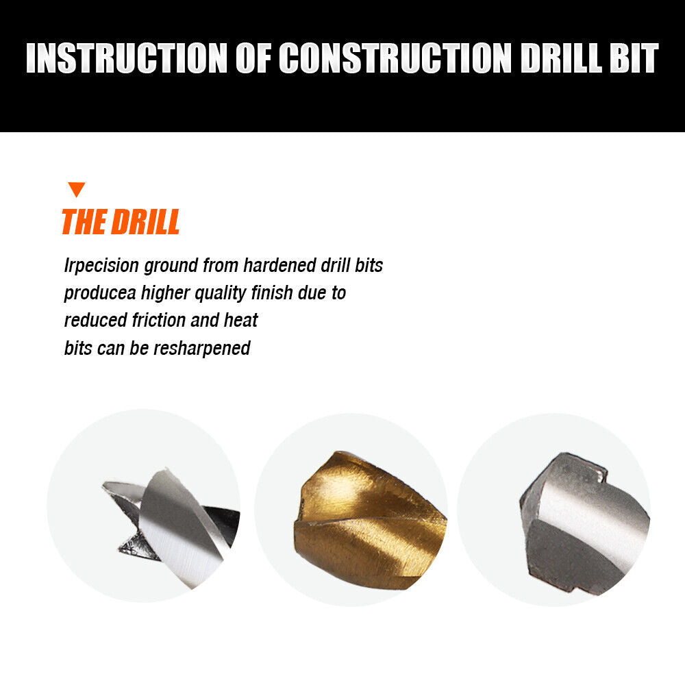 Comprehensive 45-Piece HSS Drill Bit Set, including 15 Metal, 15 Wood, and 15 Concrete Drill Bits in Various Sizes, with a Sturdy Carrying Case