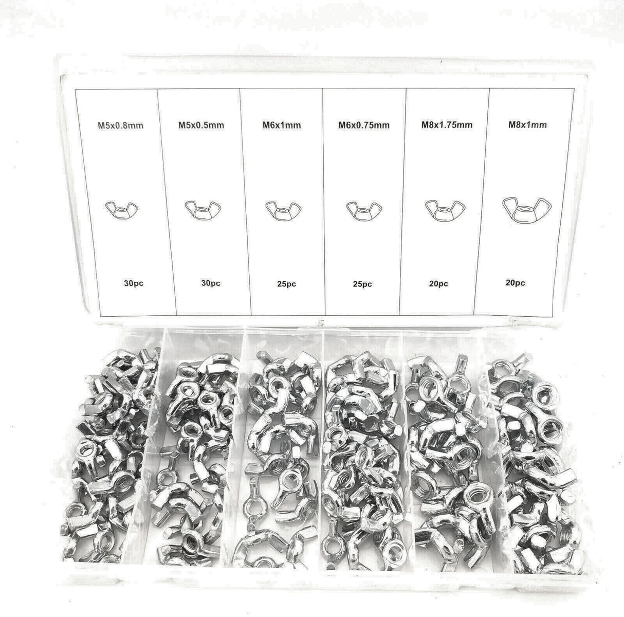 Comprehensive 150-Piece Wing Nut Assortment Kit with Zinc-Plated Steel Butterfly Nuts
