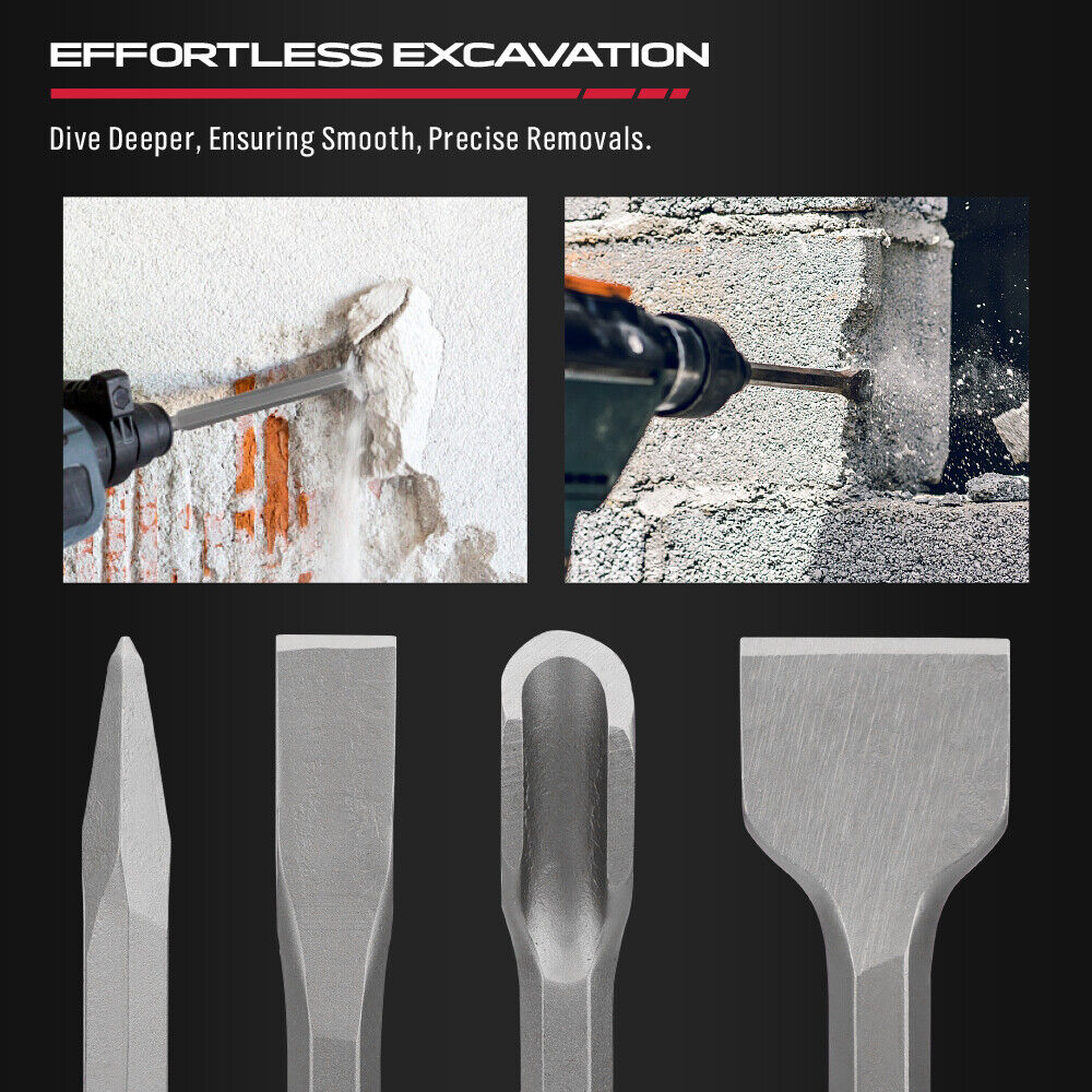 HORUSDY 17Pcs Drill Bits Set with SDS Plus Rotary Hammer, Including Chisels for Masonry, Concrete, and Brickwork