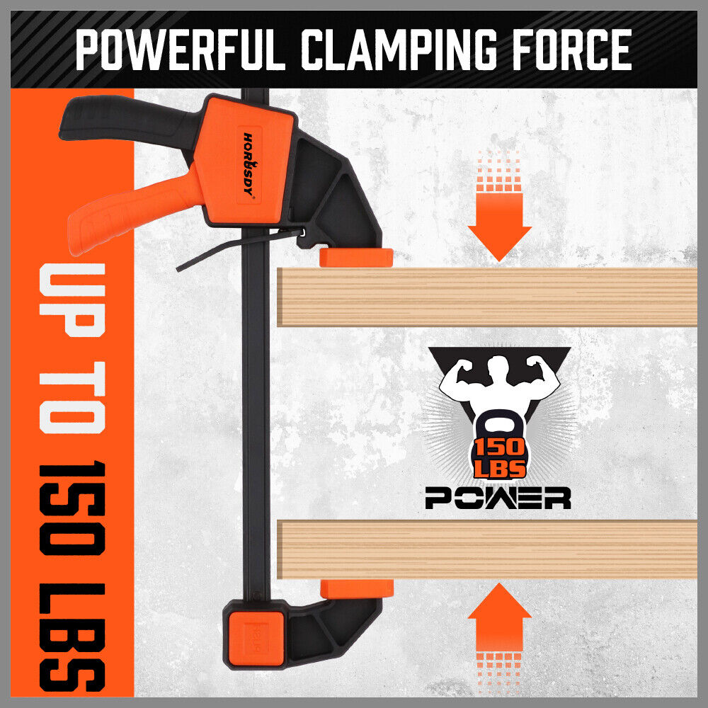 Set of 2 HORUSDY 6-inch Woodworking Bar Clamps with Quick Clamp and Spreader Function, 150Lbs Load Capacity