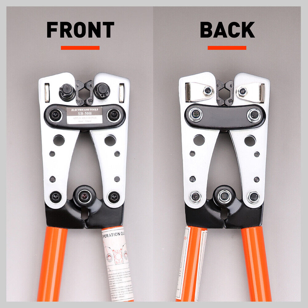 Heavy-Duty 6-50 mm² Wire Crimper with Built-in Dies - Anti-Slip Hand Tool for Cable Crimping and Electrical Connections