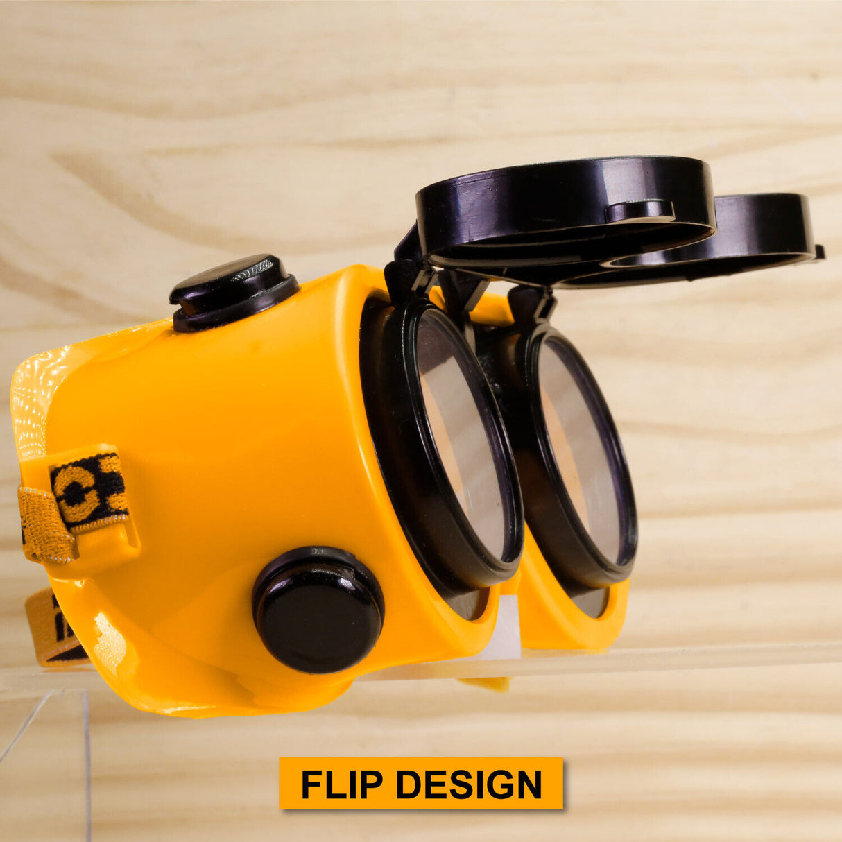 INGCO Welding Glasses with Flip Design, featuring Clear Inner and Colored Outer Lenses for Maximum Eye Safety