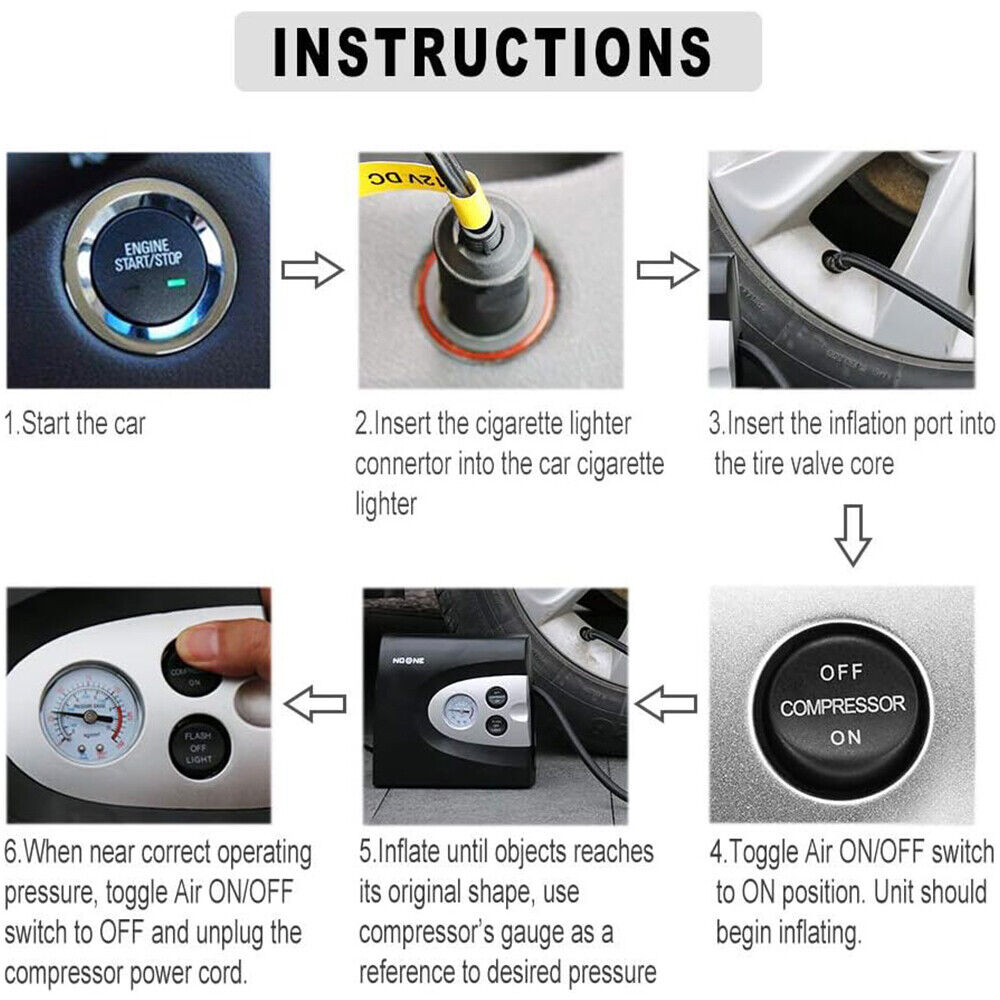 HORUSDY Portable Car Tire Inflator with LED Lights