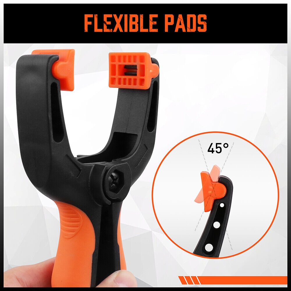 Set of 8 Heavy-Duty 5-Inch HORUSDY Rubber and Nylon Spring Clamps - Ergonomic Non-Slip Grip for Woodworking and DIY Projects