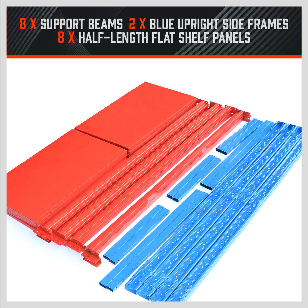 Robust 2m x 2m steel rack shelves with a 1000kg total capacity, featuring a high-grade powder-coated finish, free-standing design, and easy click-in assembly system