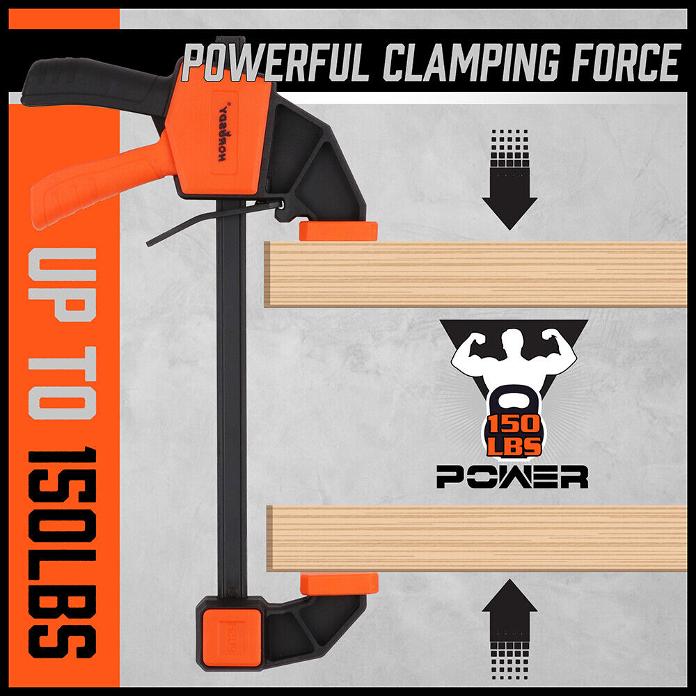 Versatile HORUSDY 6-Piece Woodworking Bar Clamp Set, Including 6'' and 12'' Clamps with Spreader Capability