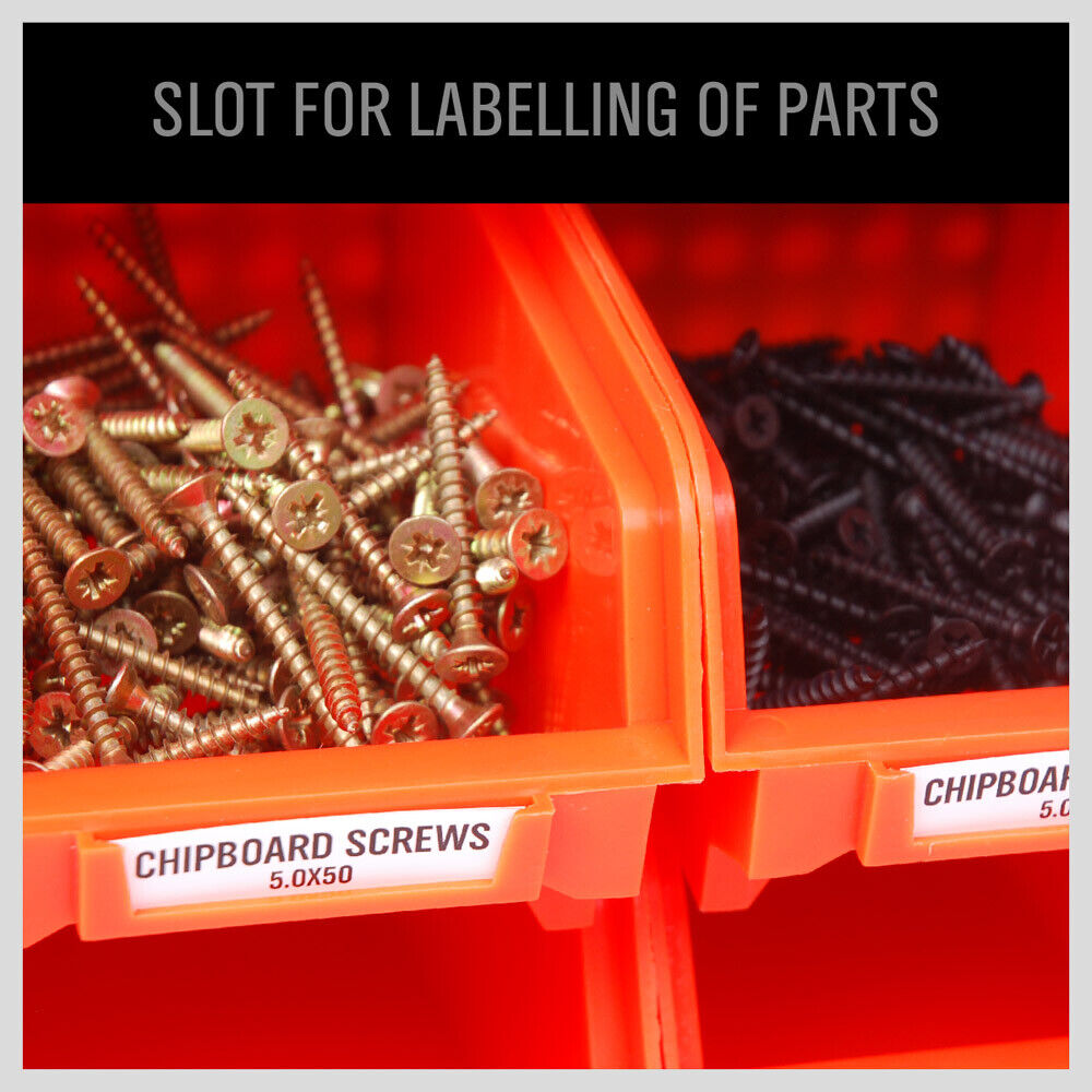 Comprehensive 90 Bin Wall Mounted Tool Organizer in Red, Blue, and Black - Perfect for Storing Nails, Screws, and Small Items