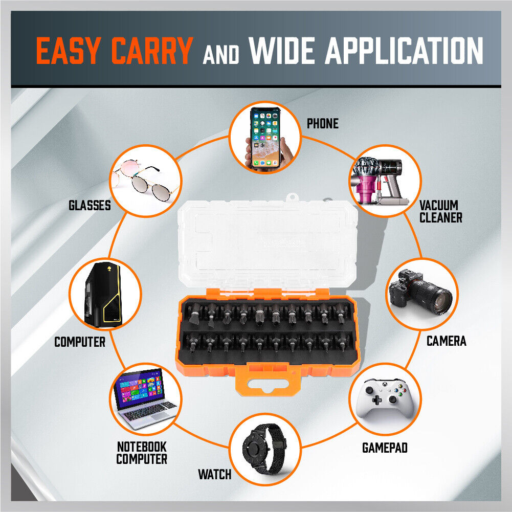 HORUSDY 20-Piece Torx Bit Star Screwdriver Set, Impact-Resistant Hex Shank Design with Durable S2 Alloy Steel Bits, Including Tamper-Resistant Star, Phillips, and Slotted Bits