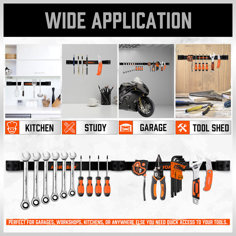 HORUSDY 4-Piece 12-Inch Magnetic Tool Holder Set - Durable Alloy Steel Strips for Efficient Garage and Workshop Tool Organization
