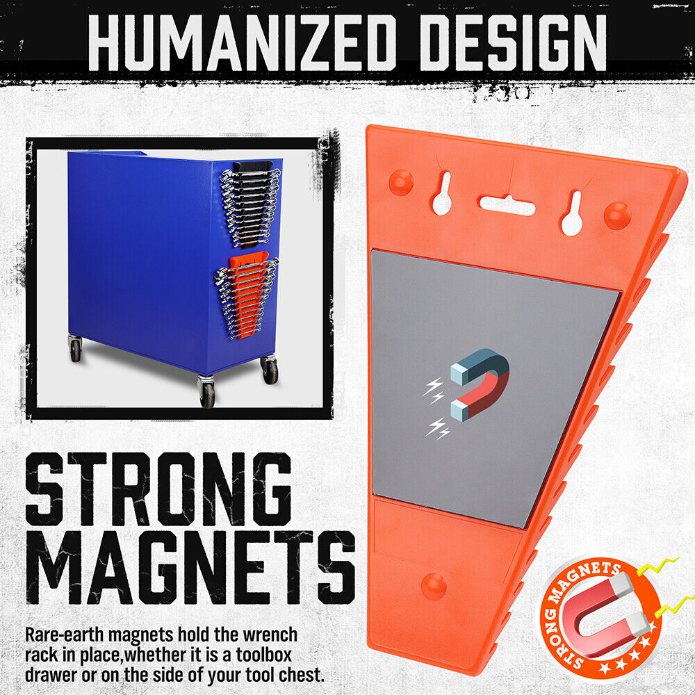 Durable HORUSDY Magnetic Wrench Organizers, 2-Pack, Capable of Holding 24 Wrenches, with Strong Rare-Earth Magnets
