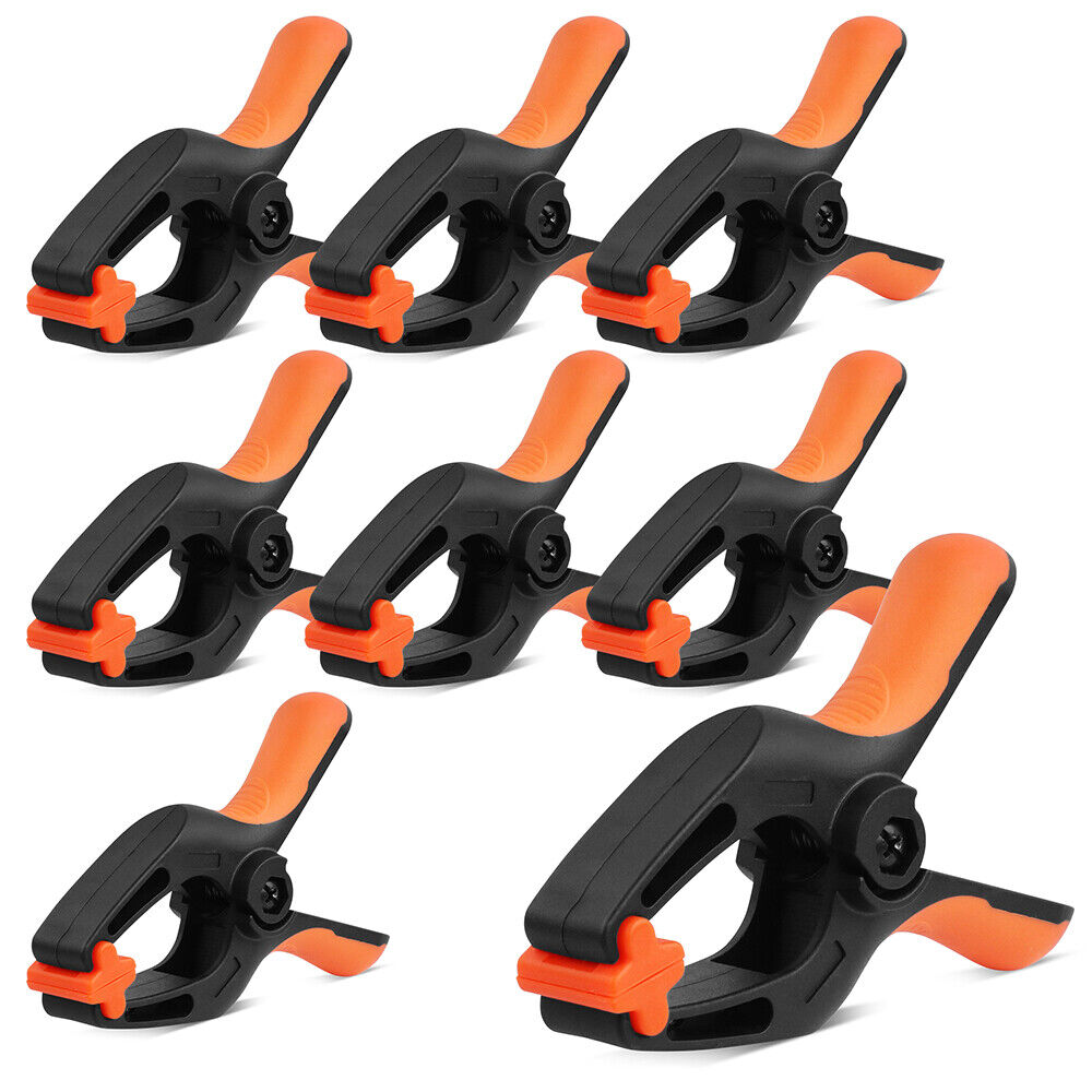 Set of 8 Heavy-Duty 5-Inch HORUSDY Rubber and Nylon Spring Clamps - Ergonomic Non-Slip Grip for Woodworking and DIY Projects