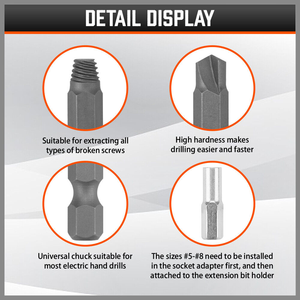 HORUSDY 18-Piece Magnetic Damaged Screw Extractor Set with Various Sized Drill Bits and Bit Holders, High Hardness CR-V Steel for Efficient Bolt Removal