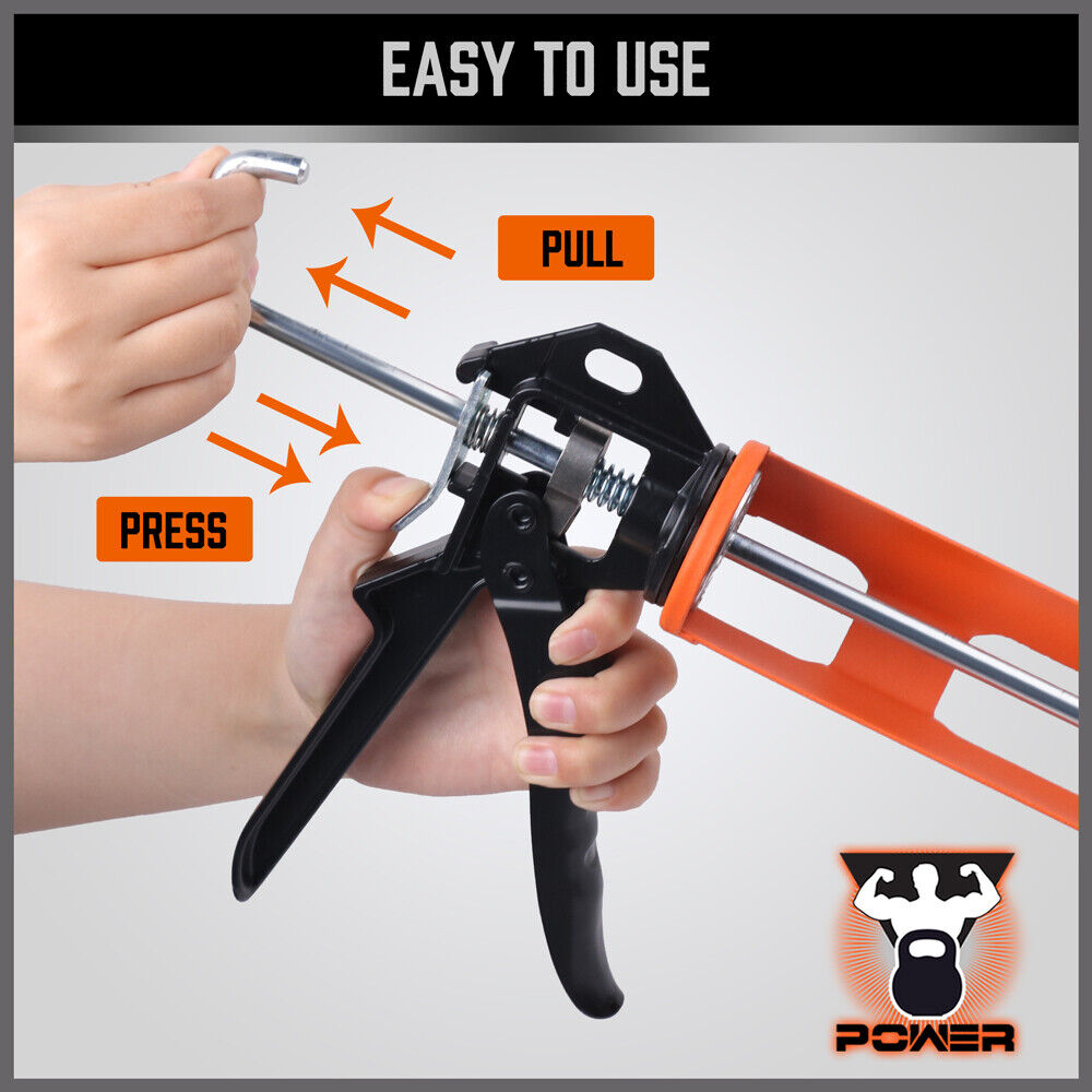 HORUSDY Heavy Duty 9-inch Caulking Gun, Ideal for Roofers, Plumbers, and Carpenters, with High Pressure Trigger and Durable Steel Frame for Precision Sealing