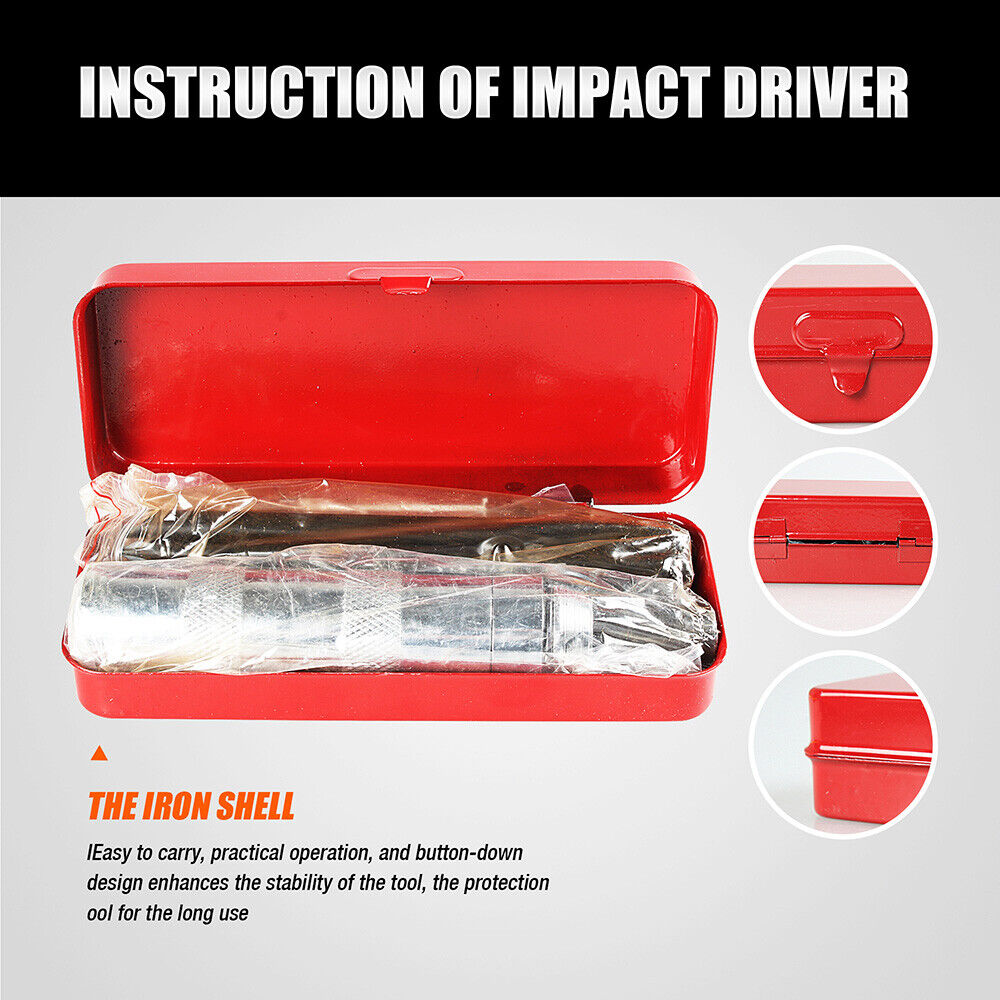 6Pc Impact Driver Set with Phillips, Slotted, and Flat Punch Bits in a Steel Case