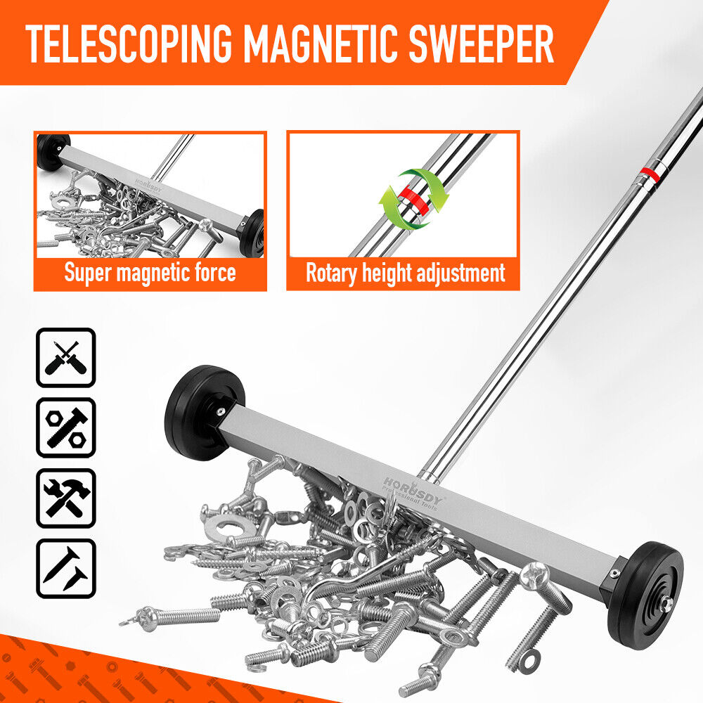 HORUSDY Magnetic Sweeper, 17-Inch Telescoping Design, 8.8Lbs Magnetic Force, Ideal for Construction Sites and Workshops