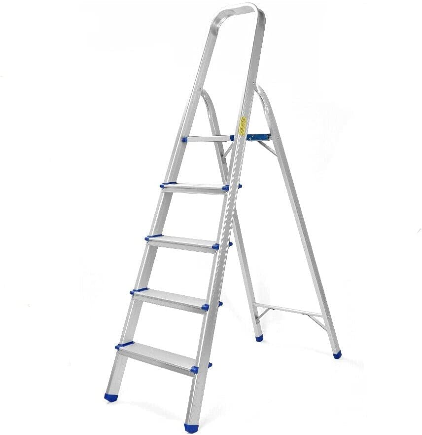 Compact and Lightweight Folding Ladder - Non-Slip Platform, Multi-Purpose Aluminum Design (3/4/5 Steps) - Ideal for Home and Work