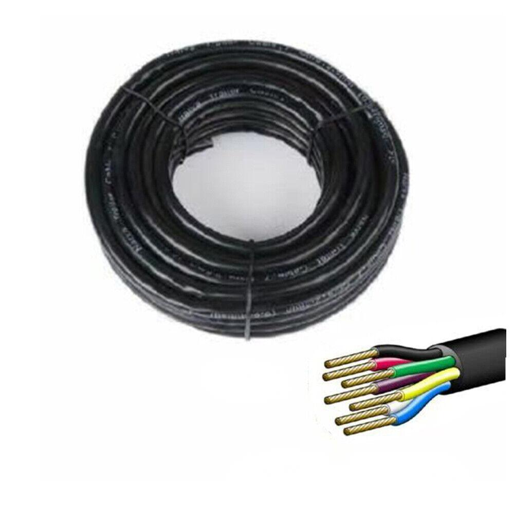 10M Long, 7 Core Wire Cable in Black V90 PVC Sheathing for Reliable Automotive and Marine Wiring