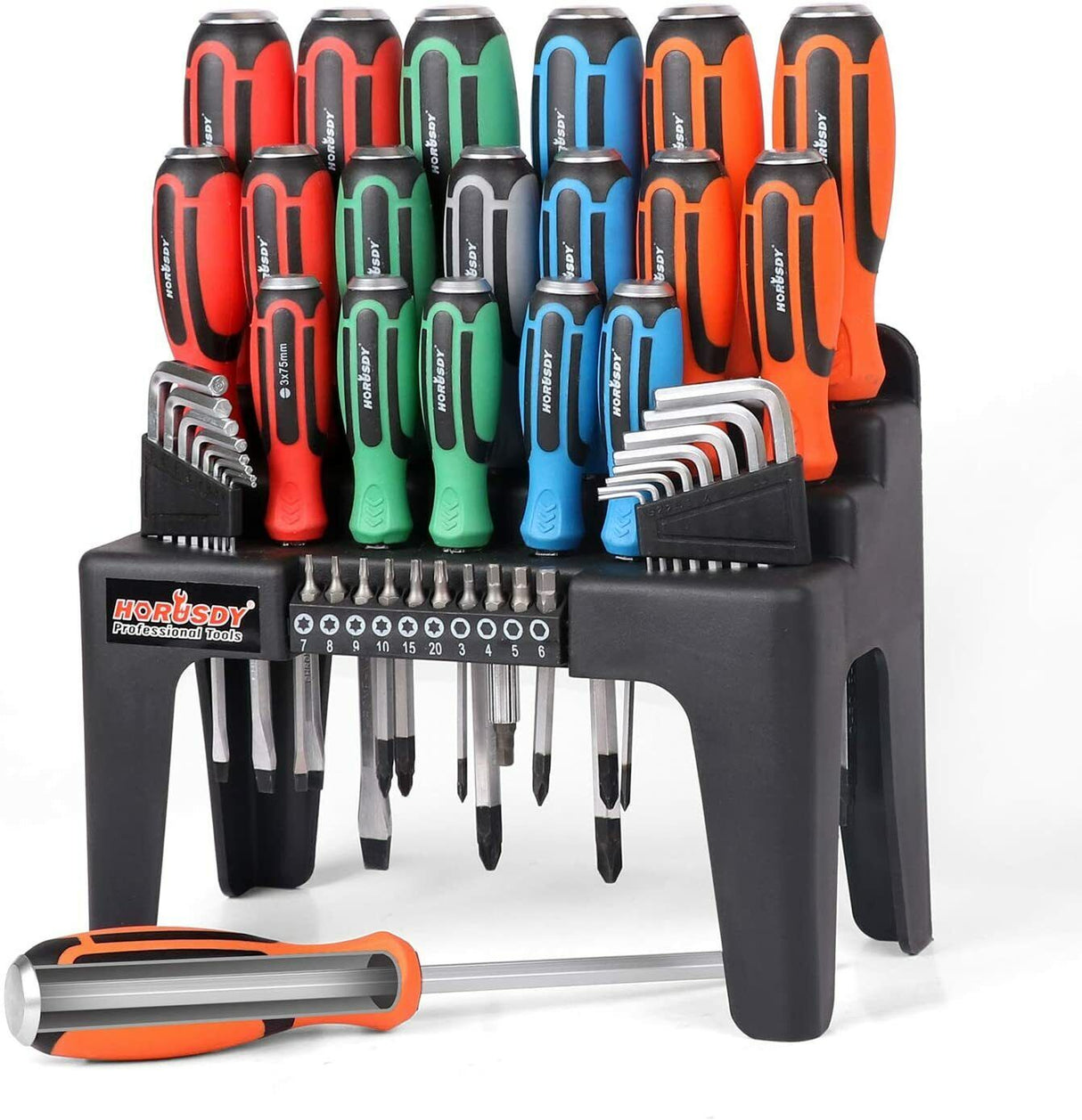 44-Piece Impact Screwdriver Set - Magnetic Hex Key and Torx Bits, high torque, color grip, durable construction.