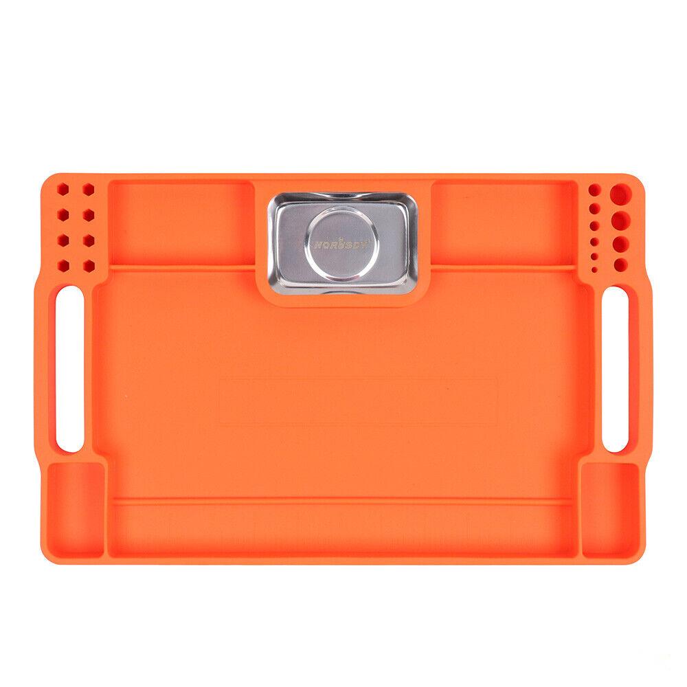 Medium Non-Slip Flexible Tool Tray with Magnetic Section for Small Parts