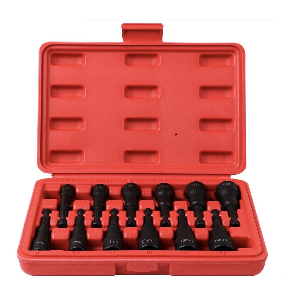 Complete 12-Piece Metric and Imperial Magnetic Nut Driver Set for Quick and Secure Fastening