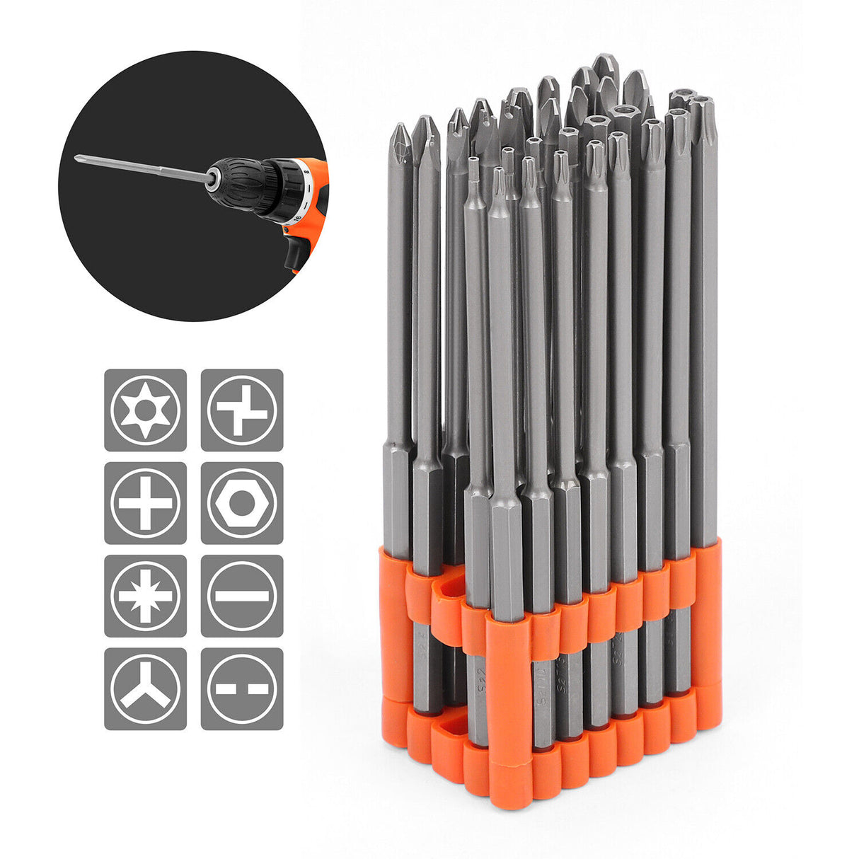 Comprehensive 32-Piece Screwdriver Bit Set with Extended Reach for Power Tools