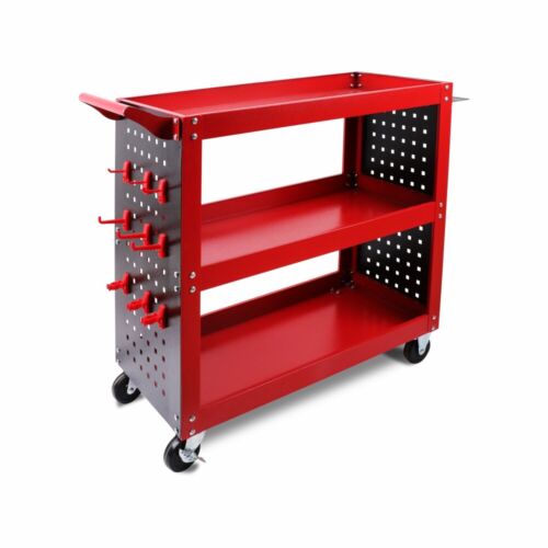Heavy-Duty Tool Storage Trolley with Pegboard Hooks, efficient organization and easy mobility for workshop tools.