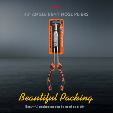 HORUSDY 3 piece 11 inch long reach pliers set including straight 0 degree 45 degree and 90 degree bent nose pliers with TPR handle