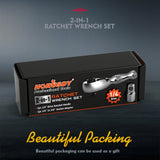 2-in-1 1/4 inch drive mini ratchet wrench with 90-tooth 4-degree swing, magnetic bit driver and 1/4 to 3/8 socket adapter