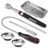 magnetic parts tray set with pickup tools stainless steel trays telescoping and flexible magnetic pickup tool kit for mechanics
