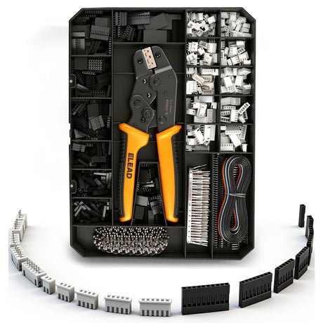 ELEAD 2020 piece electronic terminal kit with ratcheting crimping tool, XH 2.54mm connectors, male and female pin terminals, wiring connector set for electronics repair and automotive wiring