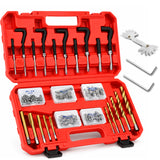 175-piece metric thread repair kit with M5 to M12 wire thread inserts, HSS drill bits, taps and installation tools