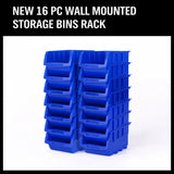 Robust Wall Mounted Bins Rack featuring 8 orange stackable plastic storage trays and 3 plastic racking, ideal for organizing small parts, tools, fishing tackle, and craft supplies. Designed to mount easily on pegboard, slot wall, or wooden studs, offering a versatile and space-saving solution for any workshop, garage, or hobby room
