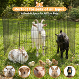 36 inch metal dog playpen 8 panel heavy duty pet exercise pen foldable puppy fence indoor outdoor with door double latch black