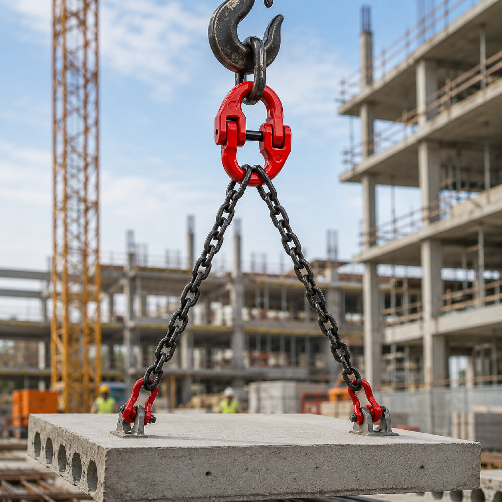 G80 hammerlock coupling link with red powder-coated finish for connecting Grade 80 lifting chains, rigging and hoisting assemblies
