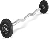 150LB fixed EZ curl barbell set with 10, 20, 30, 40 and 50 lb pre-assembled PVC coated weighted bars for home gym strength training