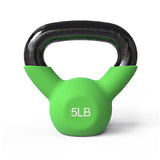 vinyl coated kettlebell weights in 5LB, 10LB and 15LB options with wide grip handles for home gym strength training, squats and full body workouts