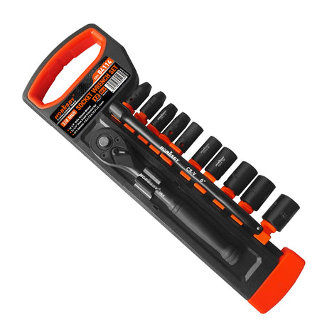 12-Piece 1/4 Inch Drive Ratchet Socket Wrench Set with Metric Sockets 4mm-13mm, 72 Tooth Quick Release Ratchet and 6 Inch Extension Bar