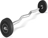150LB fixed EZ curl barbell set with 10, 20, 30, 40 and 50 lb pre-assembled PVC coated weighted bars for home gym strength training