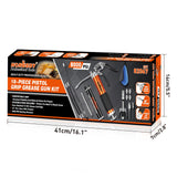 18-piece pistol grip grease gun kit with 8000 PSI pressure, flexible hose, lock coupler and multiple grease fittings