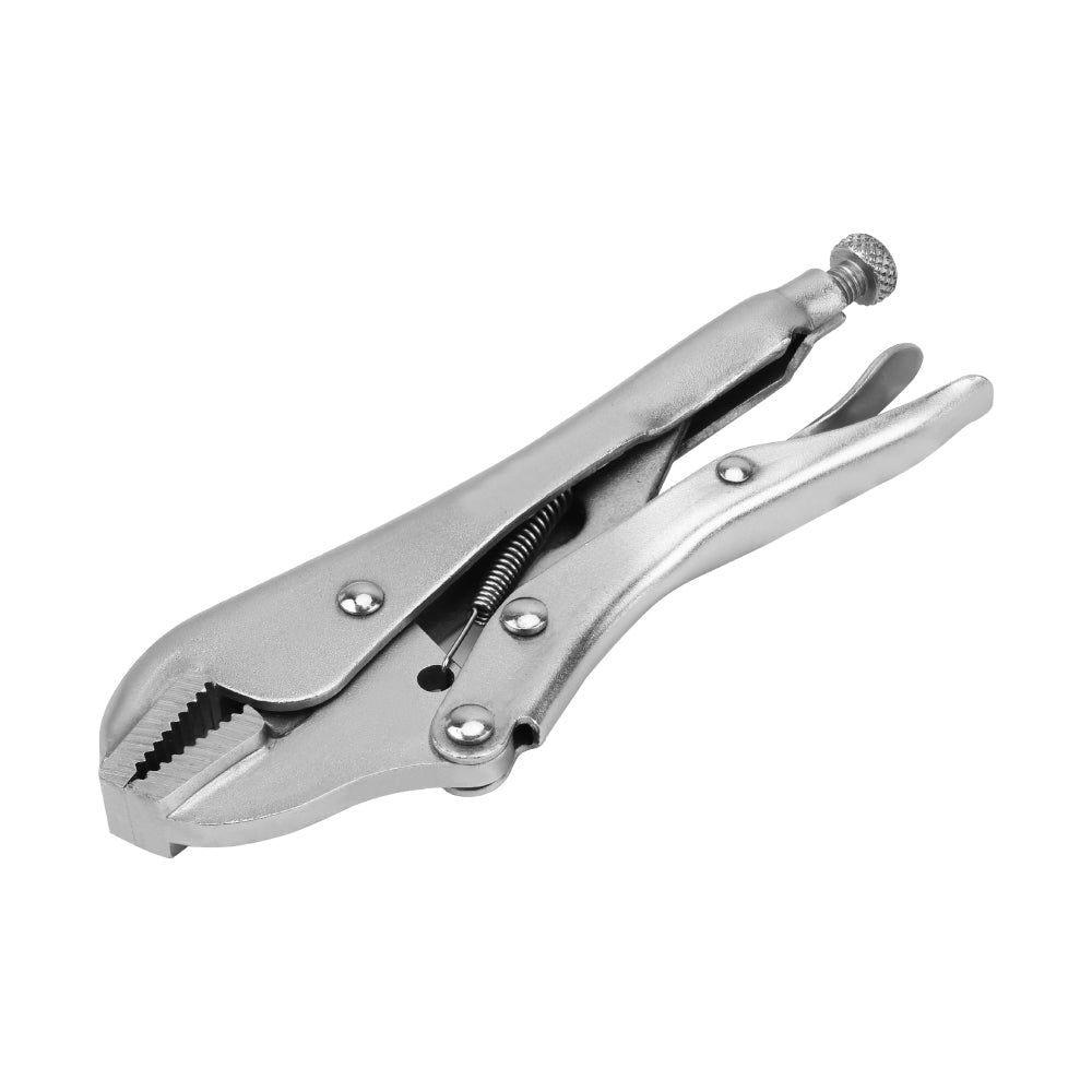 straight jaw locking pliers available in 7-inch and 10-inch sizes with adjustable tension screw, quick-release trigger and Cr-Mo steel jaws