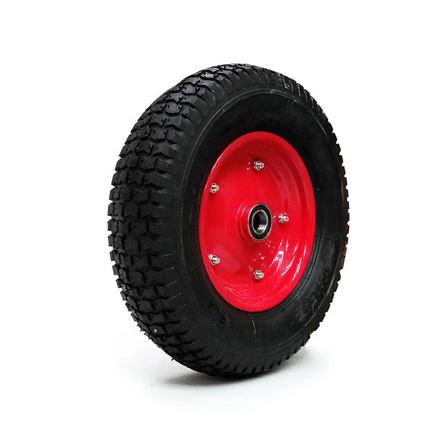 2Pcs 16 inch pneumatic wheelbarrow wheels 4.80/4.00-8 with red steel hub and 19mm bore, heavy-duty trolley replacement tyres