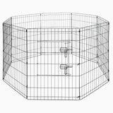 36 inch metal dog playpen 8 panel heavy duty pet exercise pen foldable puppy fence indoor outdoor with door double latch black