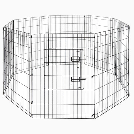 36 inch metal dog playpen 8 panel heavy duty pet exercise pen foldable puppy fence indoor outdoor with door double latch black