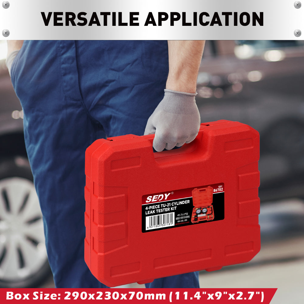 cylinder leak down tester kit dual gauge engine compression tester air powered automotive diagnostic tool with hose adapters 10mm 12mm 14mm for car motorcycle engine testing