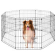 8 panel metal dog playpen 30 inch foldable pet exercise pen heavy duty puppy fence indoor outdoor with door double latch black