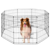 8 panel metal dog playpen 30 inch foldable pet exercise pen heavy duty puppy fence indoor outdoor with door double latch black