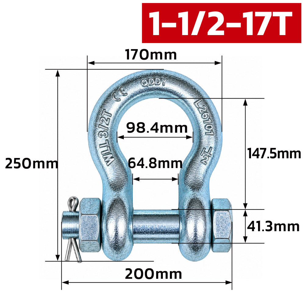heavy duty bolt type bow shackle 0.5T-25T with nut and cotter pin for lifting, rigging, towing and industrial applications