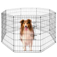 36 inch metal dog playpen 8 panel heavy duty pet exercise pen foldable puppy fence indoor outdoor with door double latch black
