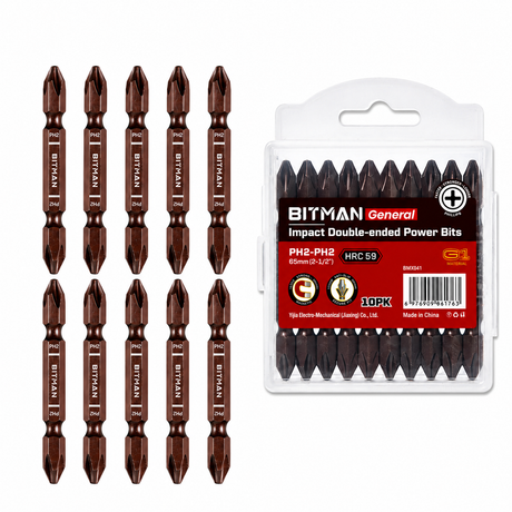 PH2 double-ended impact screwdriver bit set with S2 steel magnetic power bits, torsion zone design, available in 65mm, 90mm and 150mm lengths for impact drivers and drills